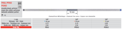 Diamond finishing strips, perforated