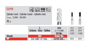 Bur for fissures C21R