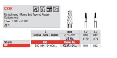 Bur for fissures C23R