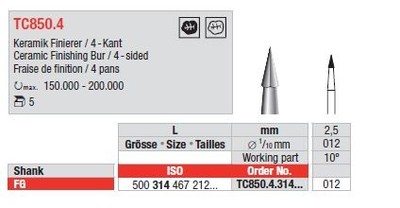 Ceramic finishing bur TC850.4