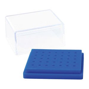 Silicone bur holder blue with lid